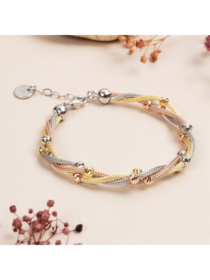 Yantra Silver Kadın Üçlü Burma Toplu Bileklik 925 Ayar Gümüş Dorika Tasarım