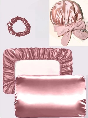 SB SizinBazar Saç ve Cilt Için Ipek Saten Yastık Kılıfı Ipek Saten Saç Bonesi ve Ipek Saten Saç Tokası Seti