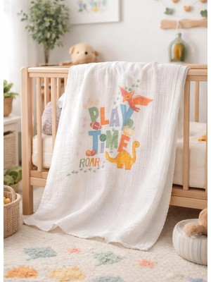 Kitikate Organik Play Time Müslin Battaniye Beyaz
