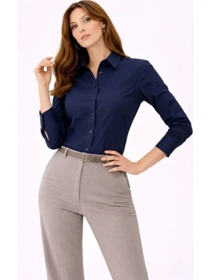 Melen Moda Uzun Kollu Gömlek Düğmeli Klasik Yaka Günlük ve Ofis Şıklığına Uygun - Lacivert