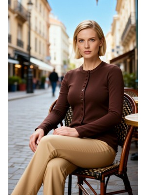 Benerly Kadın Büyük Beden Bluz Dik Yaka Uzun Kol Fitted Kalıp Kaşkorse Örme Kumaş Düz Desen Günlük Kullanım