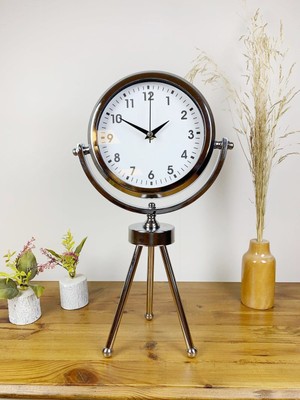 Mcg Krom Metal Mini Tripod Lüks Masa Saati 45×26 cm