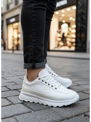 Baybonza BA0246 Beyaz Bağcıklı Yüksek Taban Günlük Erkek Ayakkabı