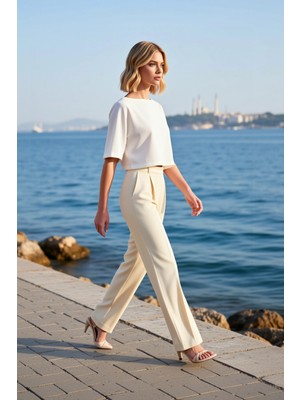 Benerly Kadın Örme Bluz Relaxed Kayık Yaka Yarasa Kol Truvakar Soft Touch Interlok Düz Fonksiyonel