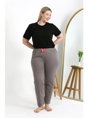 MiraLive Miray- Kadın Pamuklu Büyük Beden Alt Pijama Vizon