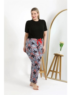 MiraLive Miray- Kadın Pamuklu Büyük Beden Alt Pijama Somon