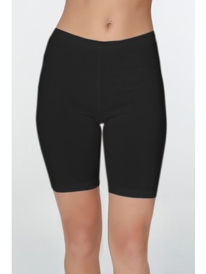 Çift Kaplan Kadın Elastanlı Uzun Siyah Şort 611 3'lü Paket