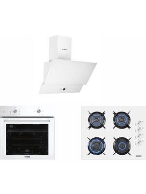 Kumtel Home Beyaz Cam Ankastre Set
