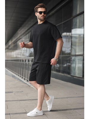 Madmext Siyah Erkek Şort T-Shirt Takım E7347