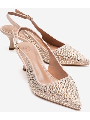 Luvi Thea Ten Altın Taşlı Kadın Topuklu Ayakkabı