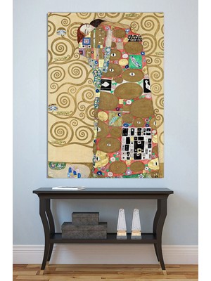 Mushen Studio Gustav Klimt Öpücük Kanvas Tablo Yağlı Boya Efektli Romantik Duvar Dekoru