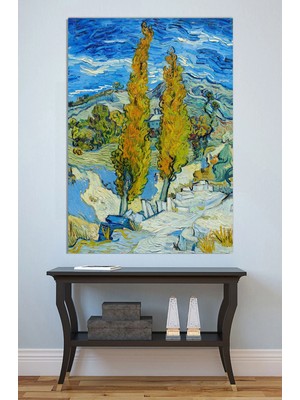 Mushen Studio Vincent Van Gogh Provence Manzarası Selvi Ağaçları Kanvas Tablo Yağlı Boya Efektli Peyzaj Duvar Dekoru