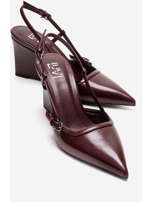 Luvi Celıa Bordo Cilt Sivri Burunlu Kadın Dolgu Topuklu Ayakkabı