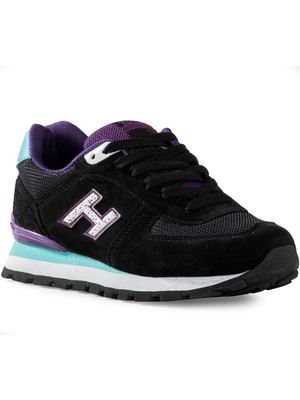 Hammer Jack Siyah-Mor Deri Erkek Ayakkabı Düz Taban Günlük Kullanım İçin Bağcıklı Tasarım