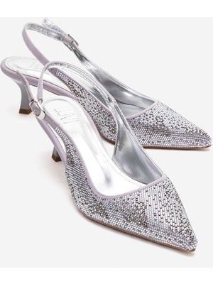 Luvi Nella Gümüş Taşlı Kadın Topuklu Ayakkabı