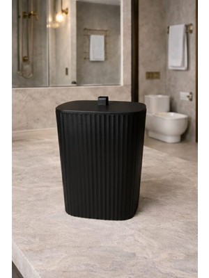 Okyanus Home Safir Yapışkanlı Asılabilir Çöp Kovası Siyah