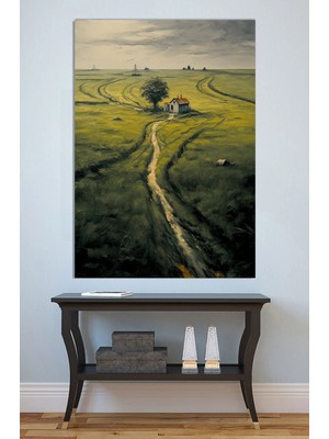 Mushen Studio Yeşil Kırsal Yol Manzaralı Dekoratif Tablo