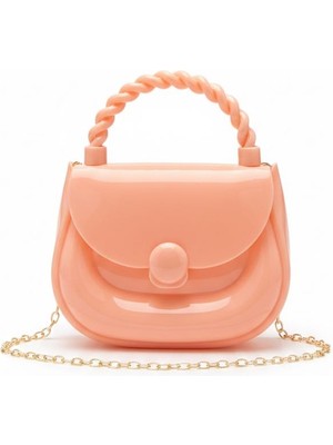 Rugan Silikon Pudra Pembe Çapraz El Omuz Çantası Kadın Genç Kız Çocuk Bebek Hediyelik