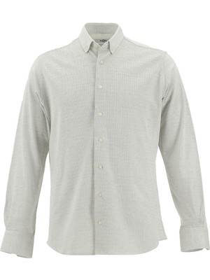 Kiğılı Uzun Kol Slim Fit Dar Kesim Desenli Örme Pamuk Gömlek