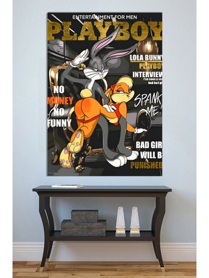 Mushen Studio Bugs Bunny & Lola Bunny Playboy Parodisi Tablo - Komik Street Art Looney Tunes Duvar Dekoru