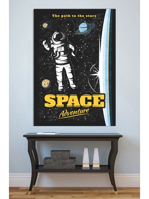 Mushen Studio The Path To The Stars Astronot Kanvas Tablo Retro Uzay Macera Duvar Dekoru
