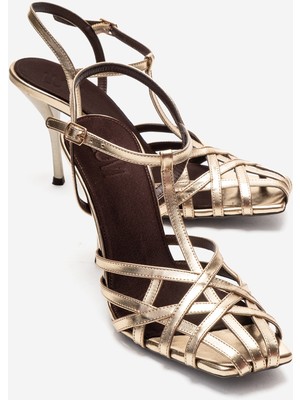 Luvi Allos Altın Kadın Topuklu Ayakkabı