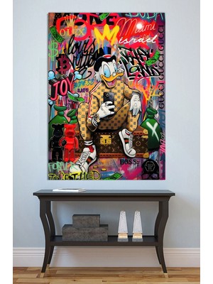Mushen Studio Donald Duck   Gangster Tablo - Neon Graffiti Zengin Ördek Pop Art Duvar Dekoru
