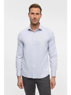 Süvari Lacivert Slim Klasik Yaka Cepsiz Casual Gömlek