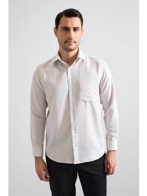 Süvari Bej Regular Klasik Yaka Casual Gömlek