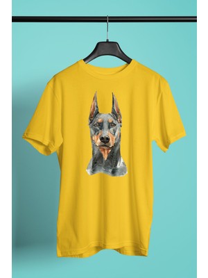 Darkhane Asil Köpek Doberman Unisex Sarı Tişört - T-Shirt UT004