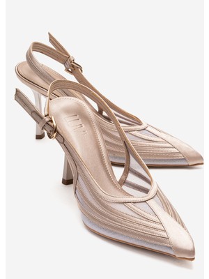 Luvi Fauna Bej Saten Kadın Topuklu Ayakkabı