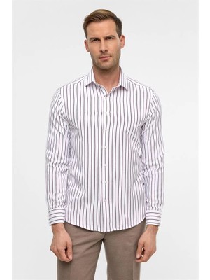 Süvari Koyu Bordo Slim Klasik Yaka Cepsiz Casual Gömlek