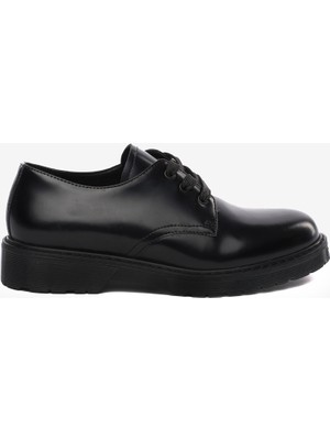 Greyder Kadın Siyah Hakiki Deri Oxford Ayakkabı 5K2KA35060