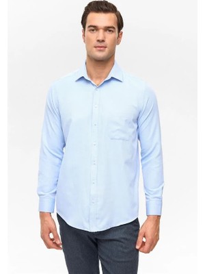 Süvari Mavi Regular Klasik Yaka Casual Gömlek