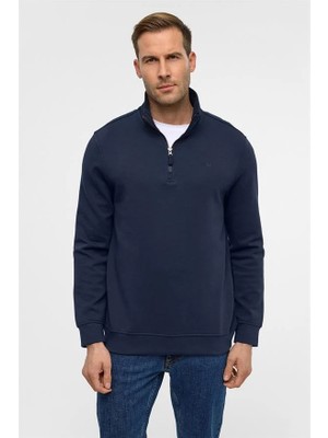 Süvari Lacivert Regular Düz Yarım Balıkçı Yaka Sweatshirt