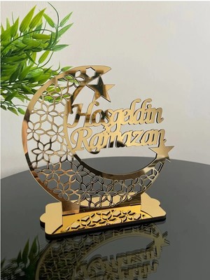 Hoş Geldin Ramazan Yazılı Altın Pleksi Dekoratif Süs