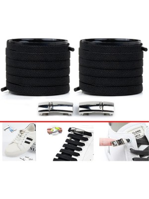 Airyfoot Mıknatıslı Ayakkabı Bağcığı - Siyah Elastik - 100 cm Bağcık