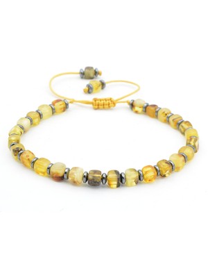 Murty99 Hakiki Doğal Makrome Model Damla Kehribar Bileklik 003