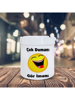 Asilmeydan Çek Dumanı Espirili Gülen Emoji Baskılı Küllük Kül Tablası-30014
