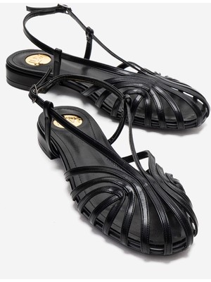 Luvi Lıss Siyah Cilt Kadın Sandalet