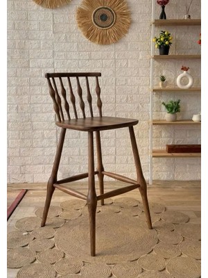 Silla Concept Boncuk Bar Sandalyesi Ceviz Ahşap Ada Sandalye