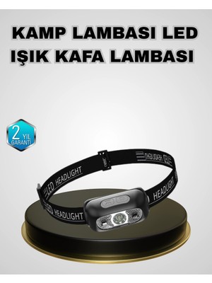 Epilons Mey Ithalat® Ipx5 Su Geçirmez Şarjlı LED Kafa Feneri | Hareket Sensörlü, Ayarlanabilir 60° Far