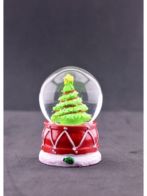 Deco Elit Yılbaşı Temalı Mini Boy Işıklı Kar Küresi 6.5 cm Çam Ağacı Tasarımı ile Şık Hediye