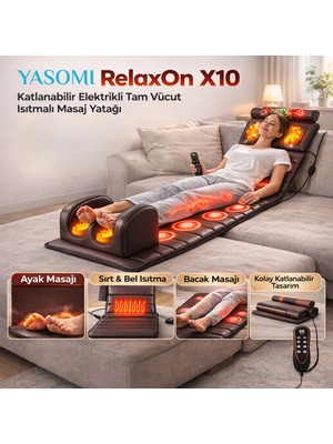Yasomi Relaxon X10 Katlanabilir Elektrikli Tam Vücut Isıtmalı Masaj Yatağı