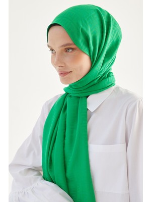 inStyle Elle F Desen Jakarlı Pamuklu Şal  - Yeşil