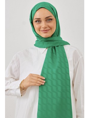 inStyle Su Desen Ipeksi Jakar Şal - Yeşil