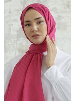 inStyle Kiya Prizma Desen Pamuklu Jakar Şal - Fuşya