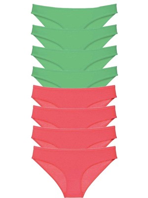 Liyuza 8 Adet Eko Set Likralı Kadın Slip Külot Yeşil Fuşya
