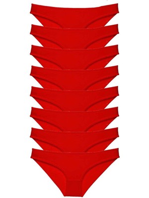 Liyuza 8 Adet Süper Eko Set Likralı Kadın Slip Külot Kırmızı