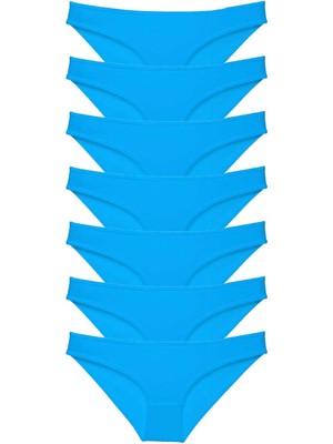 Liyuza 7 Adet Süper Eko Set Likralı Kadın Slip Külot Mavi